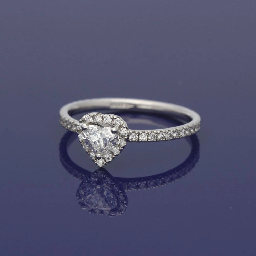 Pre-loved 18ct White Gold Certificated Heart Shape Diamond Halo Ring