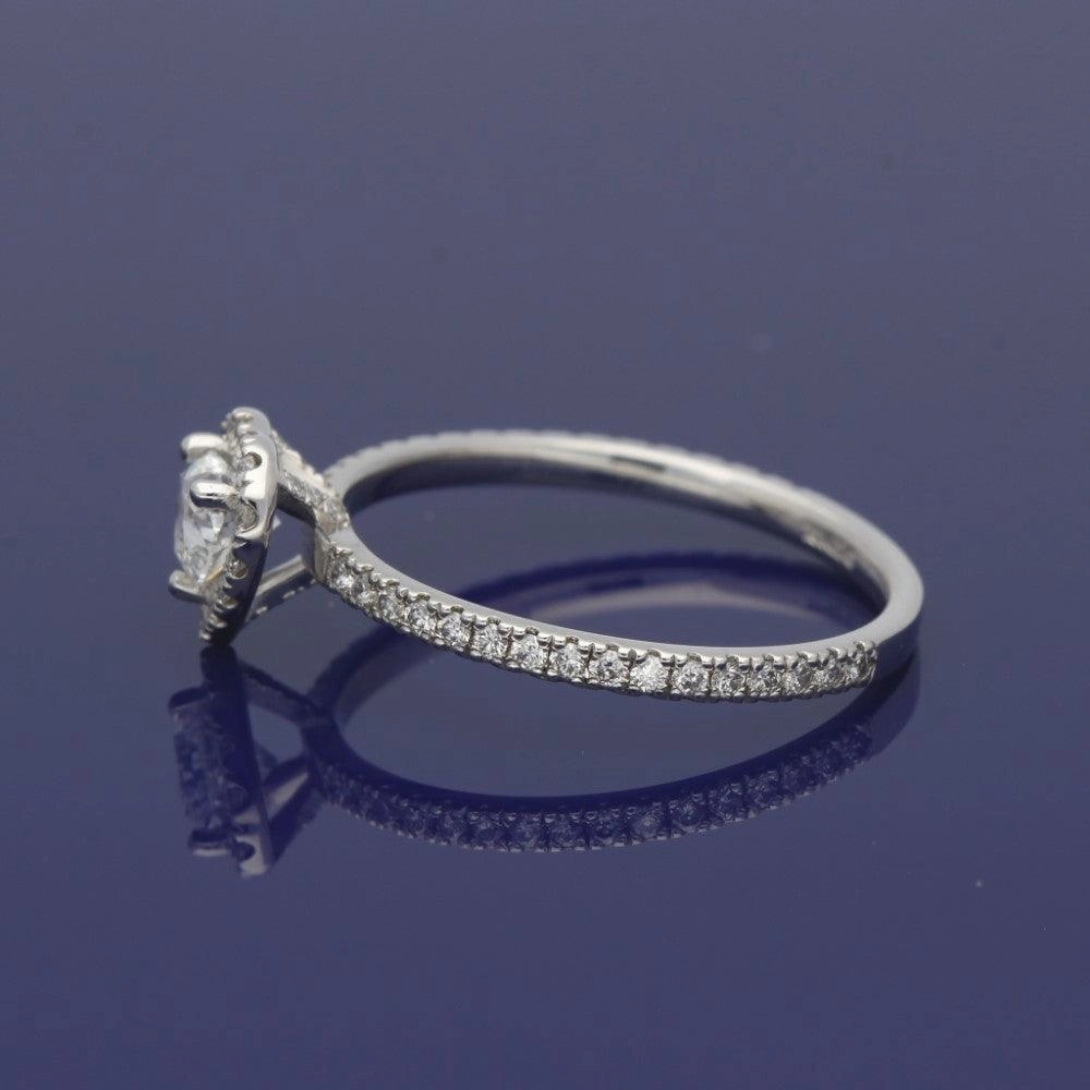 Pre-loved 18ct White Gold Certificated Heart Shape Diamond Halo Ring