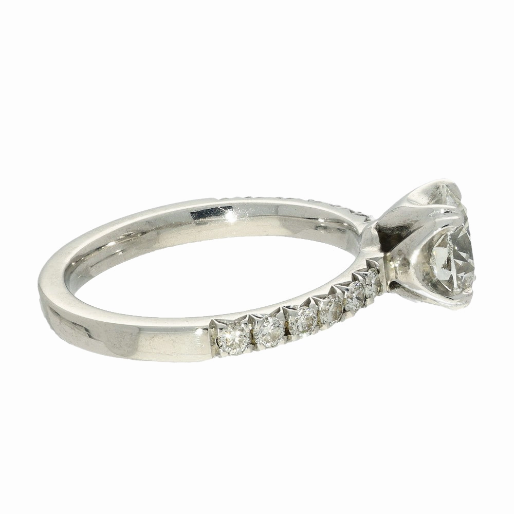 Pre-loved 18ct White Gold Certified 1.20ct Diamond Shoulders Solitaire Ring