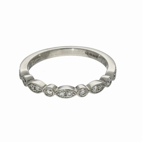 Pre-owned 14ct White Gold Diamond Half Eternity Ring Milgrain Edge