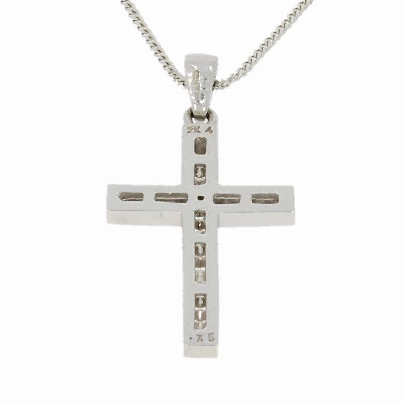 Pre Owned 9ct White Gold 0.25ct Diamond Set Cross Pendant And Chain Necklace