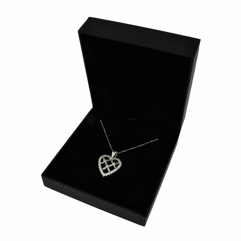 Pre Owned 9ct White Gold 1.25cts Diamond Set Heart Pendant and Chain Necklace