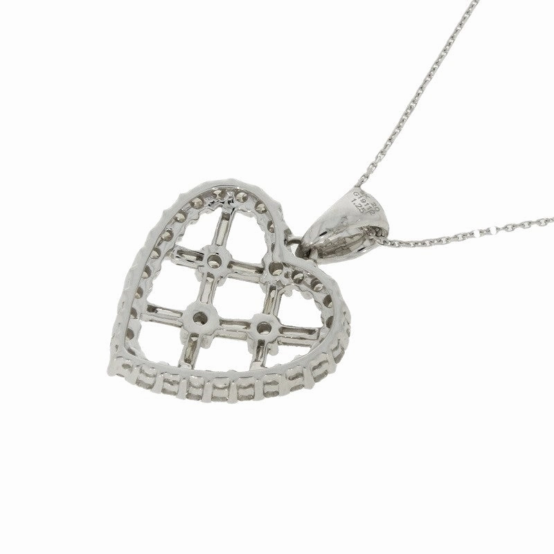 Pre Owned 9ct White Gold 1.25cts Diamond Set Heart Pendant and Chain Necklace