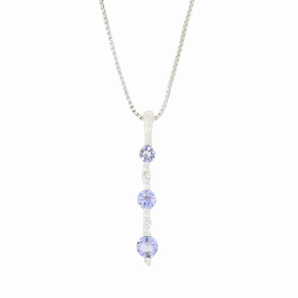 Pre Owned 9ct White Gold Diamond and Tanzanite Pendant for Necklace