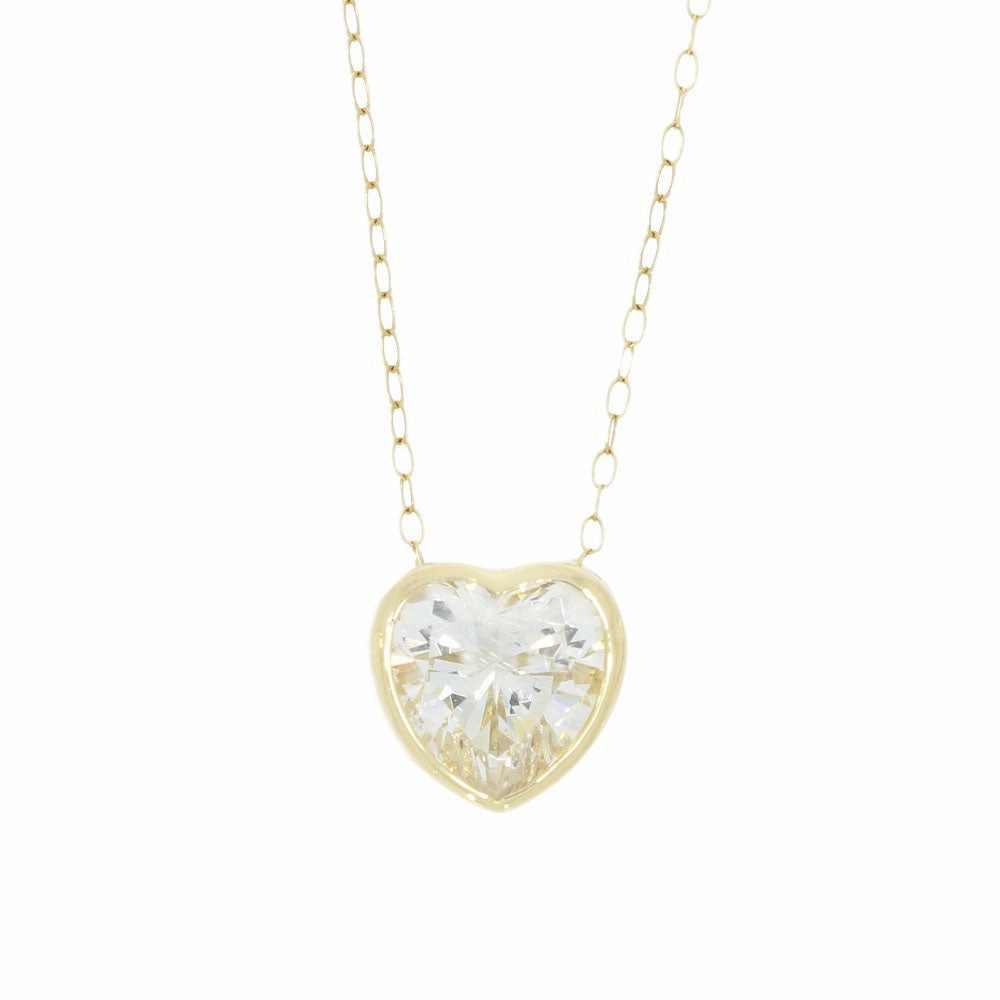 Pre Owned 9ct Yellow Gold Cubic Zirconia Heart Pendant