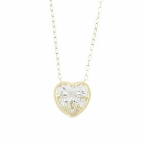 Pre Owned 9ct Yellow Gold Cubic Zirconia Heart Pendant