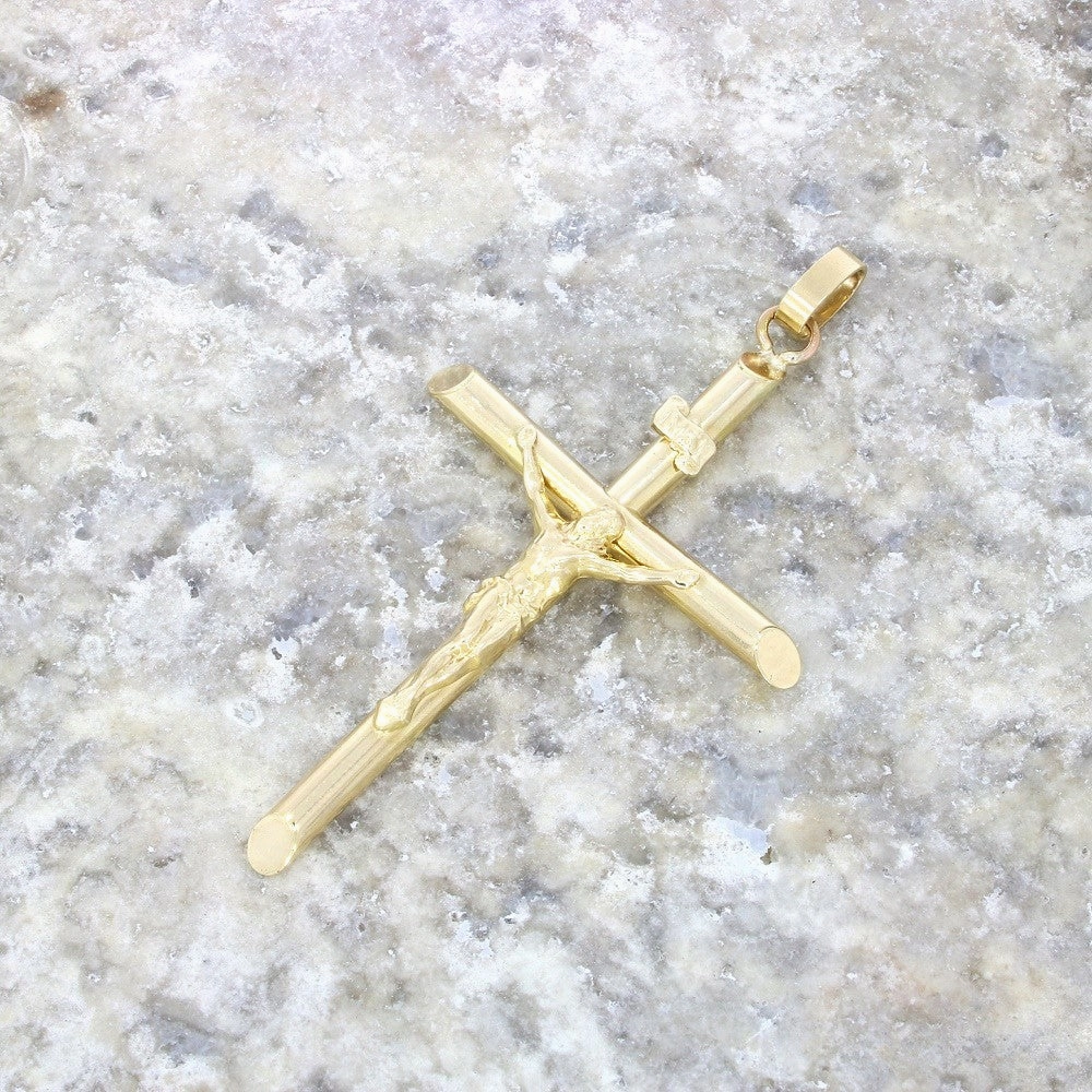 Pre Owned 9ct Yellow Gold Large Crucifix Cross Pendant