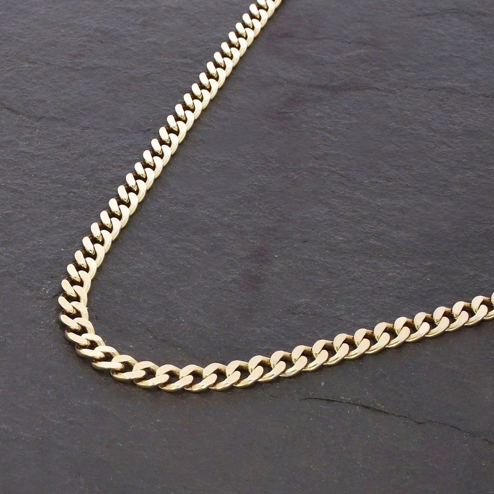 Pre Owned 9ct Yellow Gold Mens Curb Chain Necklace