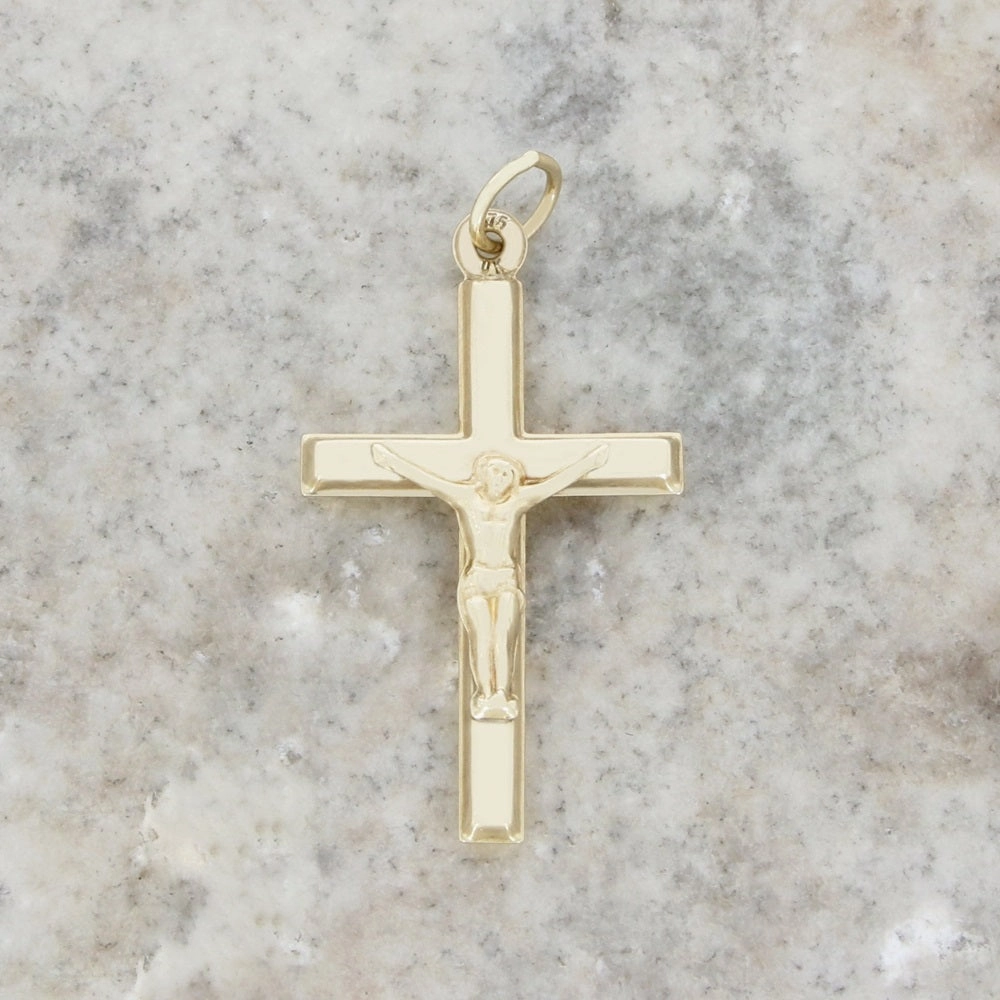 Pre Owned 9ct Yellow Gold Small Crucifix Cross Pendant