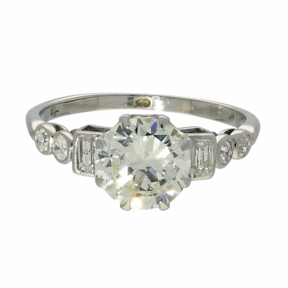 Pre-owned Art Deco Inspired 18ct White Gold 1.46ct Diamond Solitaire Ring