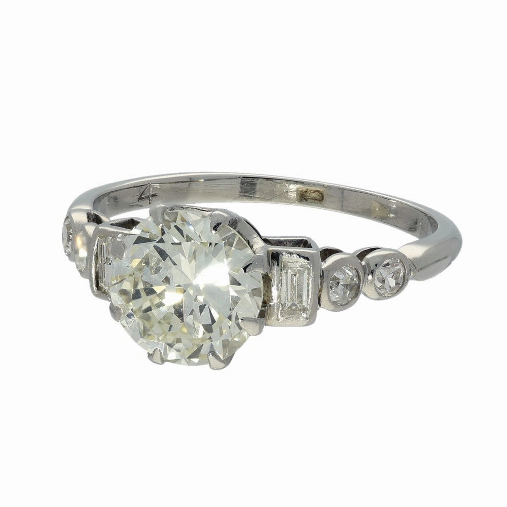 Pre-owned Art Deco Inspired 18ct White Gold 1.46ct Diamond Solitaire Ring