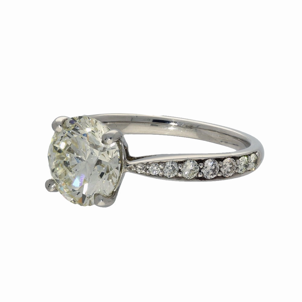 Pre-owned Platinum 2.71ct Diamond Solitaire Engagement Ring with Diamond Shoulders