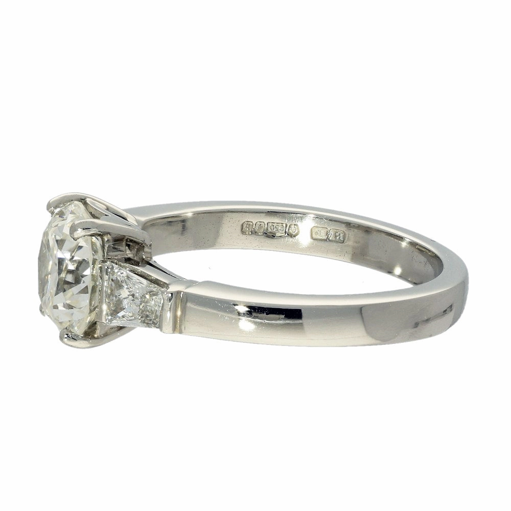Pre-owned Platinum Boodles Round & Trapezoid Diamond Trilogy Ring