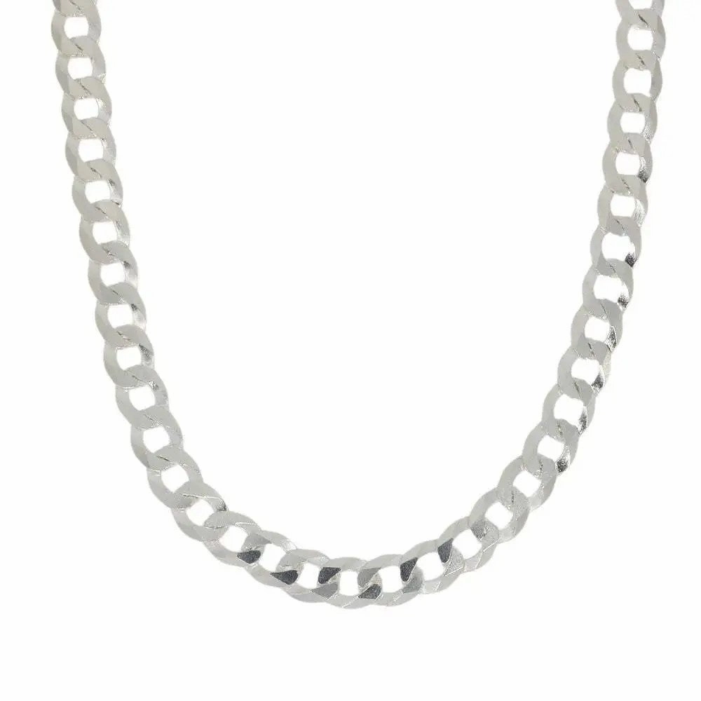 Pre-Owned Sterling Silver Diamond Cut Flat Mens Curb Chain Necklace 18"