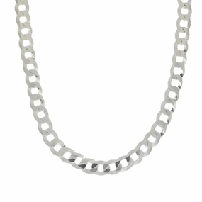 Pre-Owned Sterling Silver Diamond Cut Flat Mens Curb Chain Necklace 18"