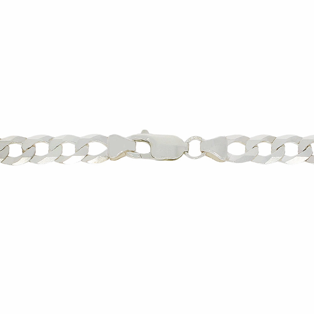 Pre-Owned Sterling Silver Diamond Cut Flat Mens Curb Chain Necklace 18"