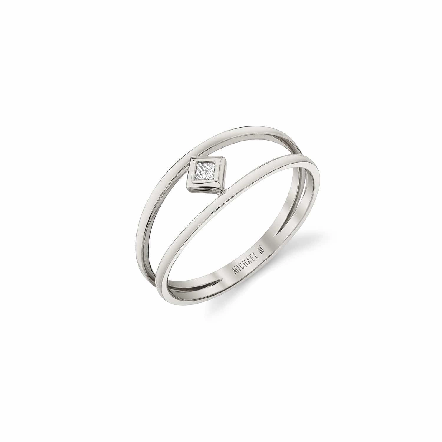 Princess Bezel Double Shank Ring F407