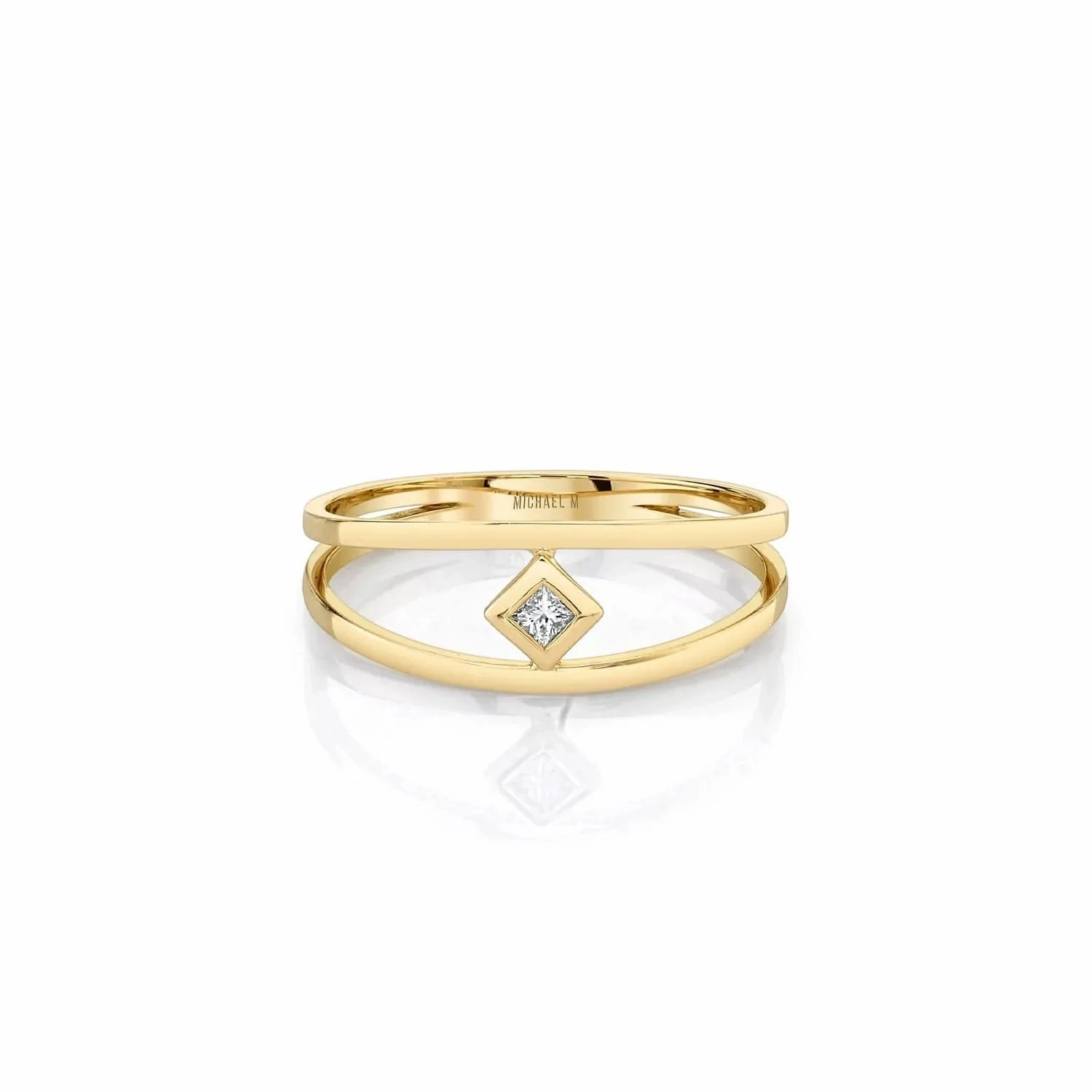 Princess Bezel Double Shank Ring F407
