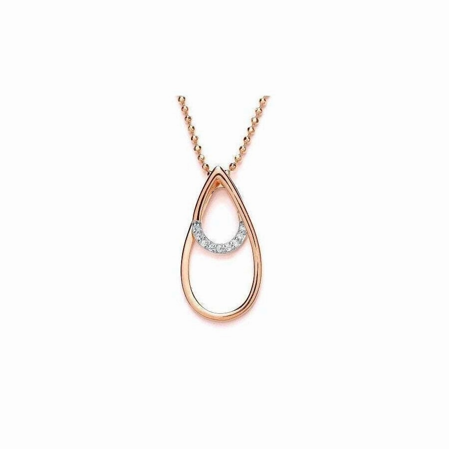 Purity Rose Gold Cubic Zirconia Open Pendant and Chain PUR3711P