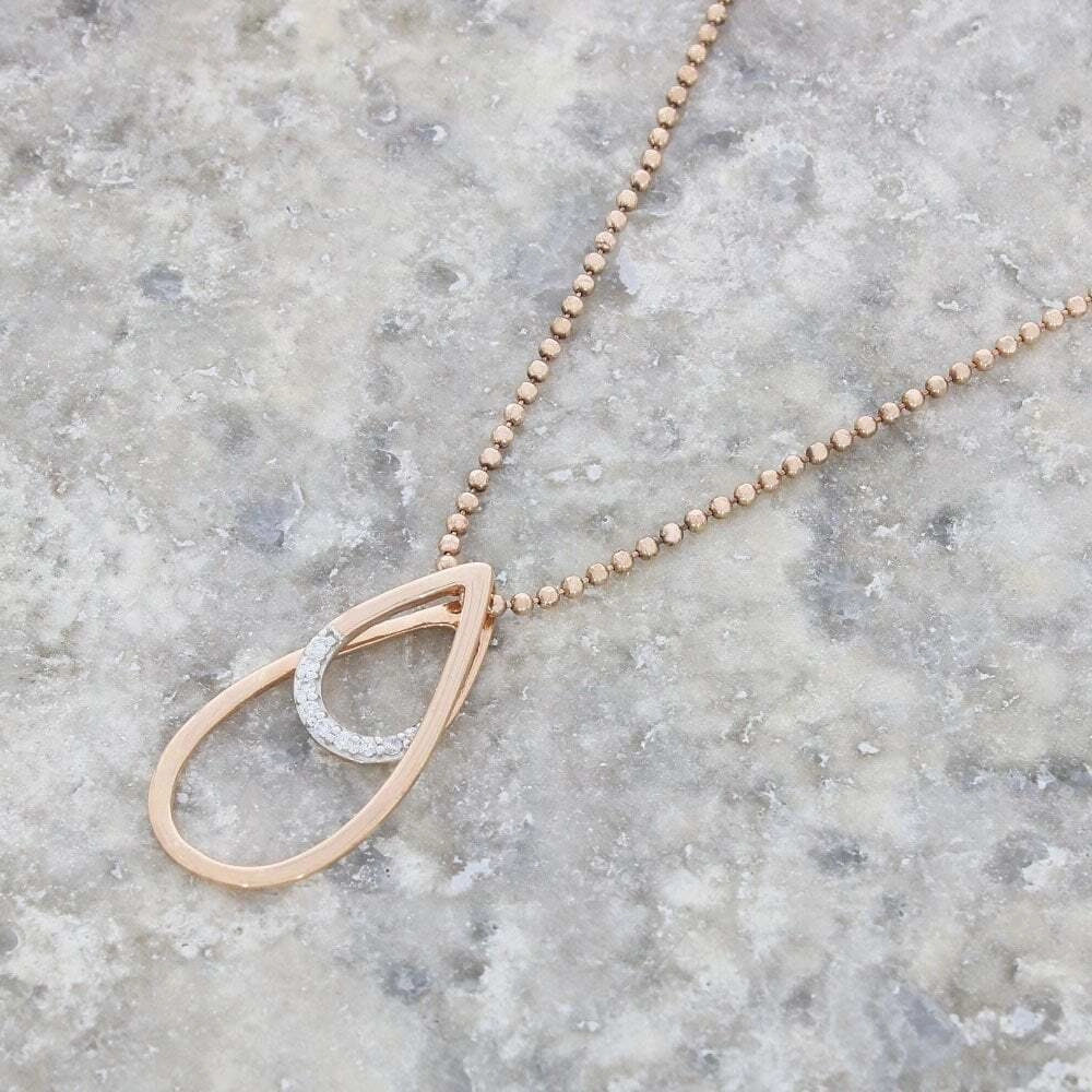 Purity Rose Gold Cubic Zirconia Open Pendant and Chain PUR3711P