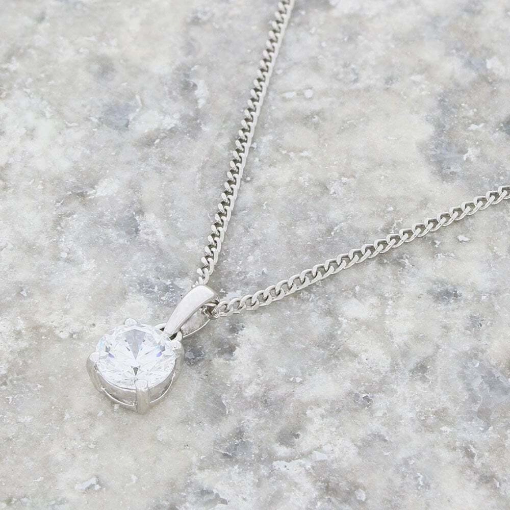 Purity Sterling Silver Cubic Zirconia Solitaire Pendant and Chain PUR1640P