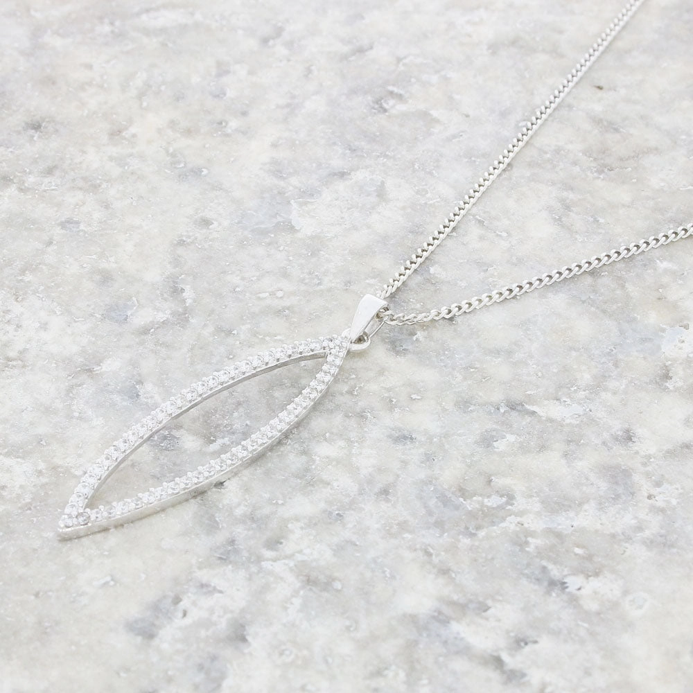 Purity Sterling Silver Open Marquise Pendant and Chain PUR3512P
