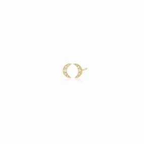 Rachel Reid 14k Diamond Crescent Moon Stud Earrings