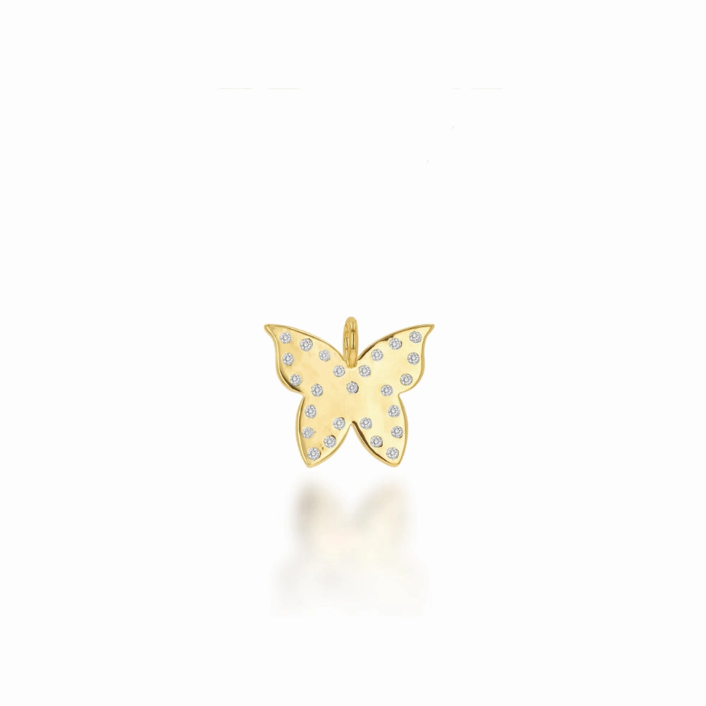 Rachel Reid 14k Gold and Diamond Butterfly Charm