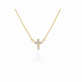 Rachel Reid 14k Mini Diamond Cross Necklace