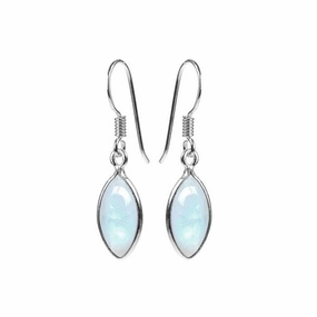 Rainbow Moonstone Sterling Silver Marquise Drop Earrings
