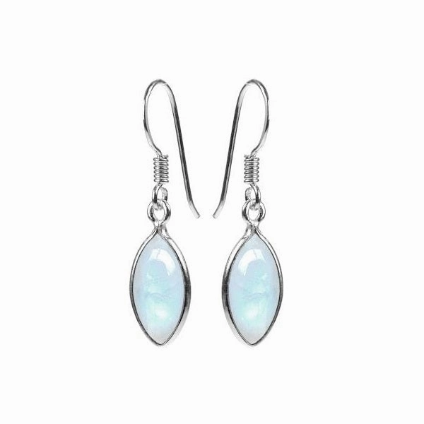 Rainbow Moonstone Sterling Silver Marquise Drop Earrings
