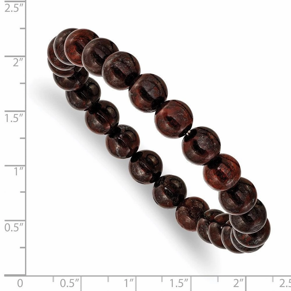 Red Agate Beaded Stretch Bracelet