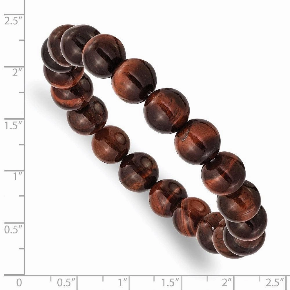 Red Tiger's Eye Agate Beaded Stretch Bracelet