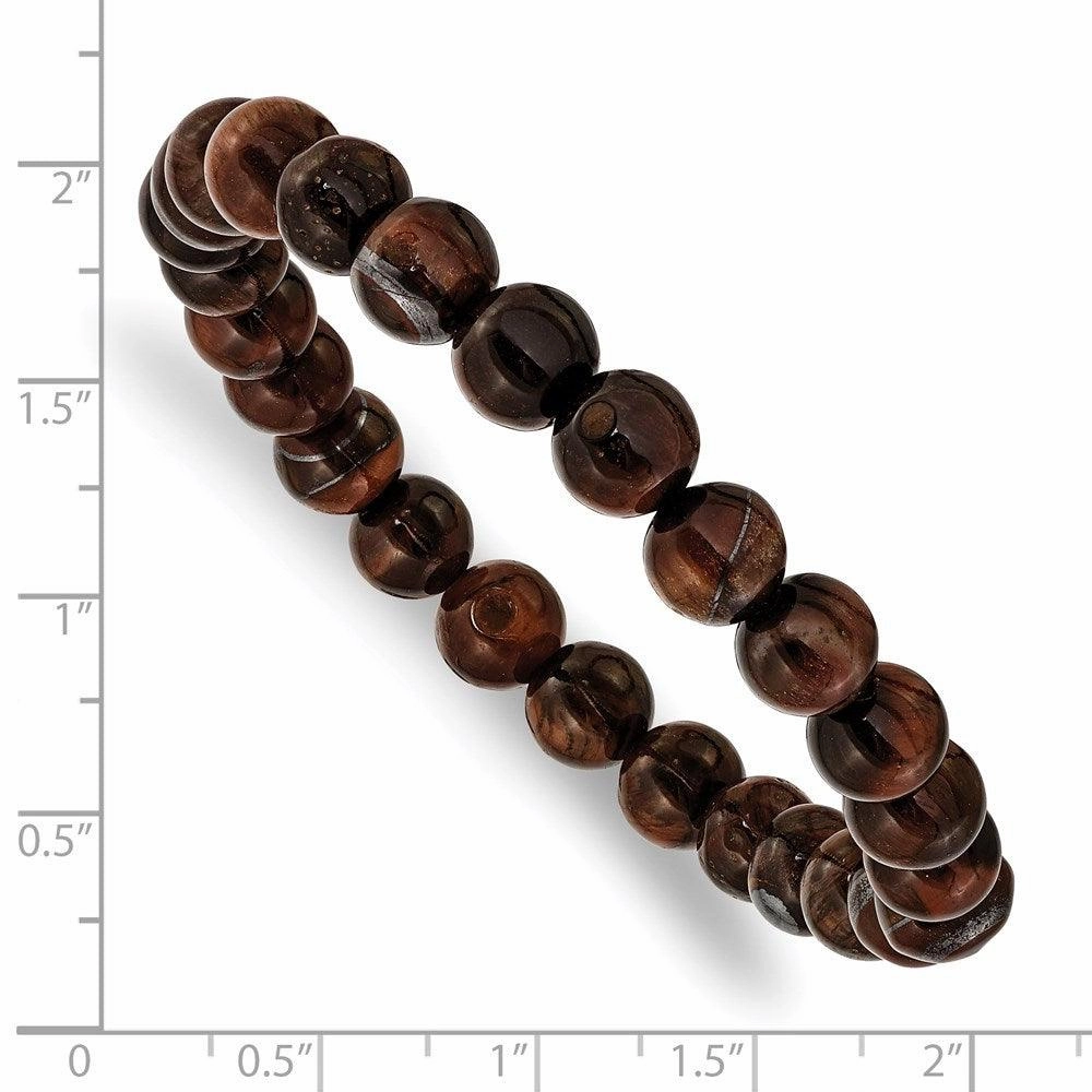 Red Tiger's Eye Agate Beaded Stretch Bracelet