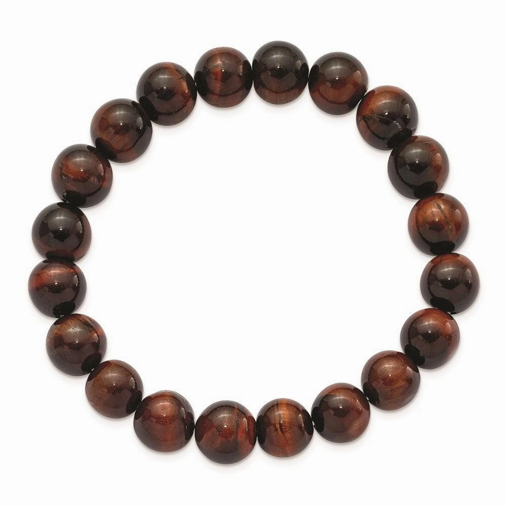 Red Tiger's Eye Agate Beaded Stretch Bracelet
