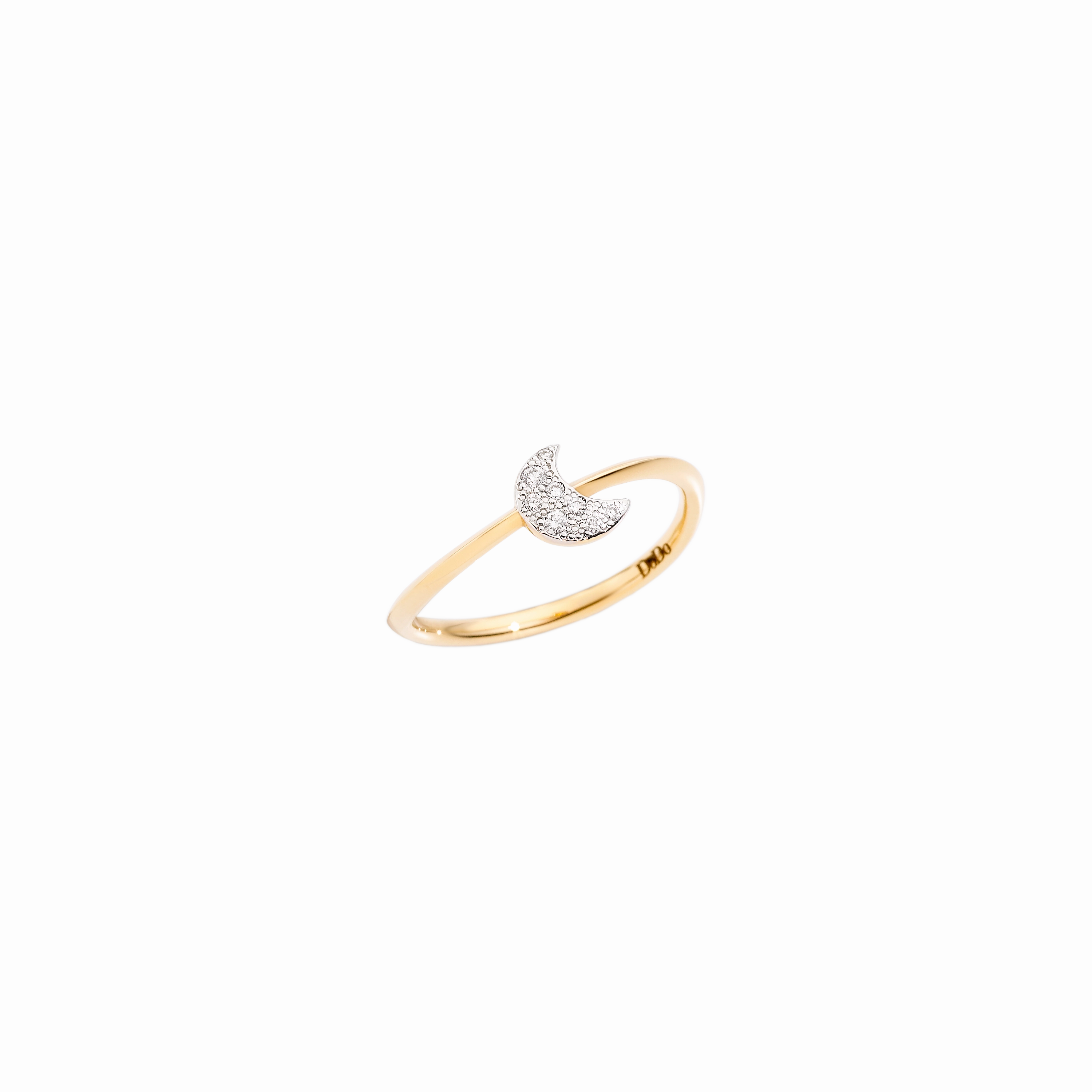 Ring with diamond mini moon