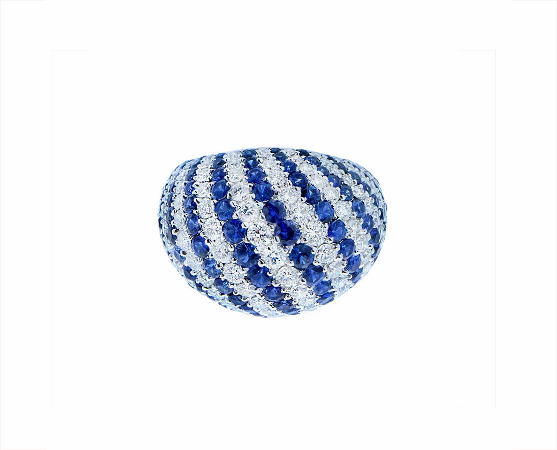 Ring with diamonds and sapphires