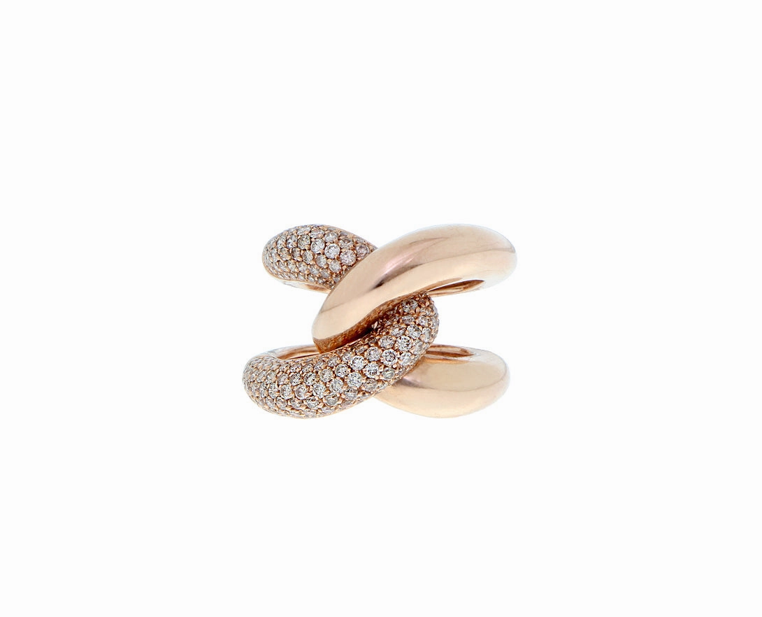 Rose gold and brown diamond Yin & Yang ring