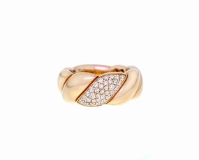 Rose gold and diamond braided ring
