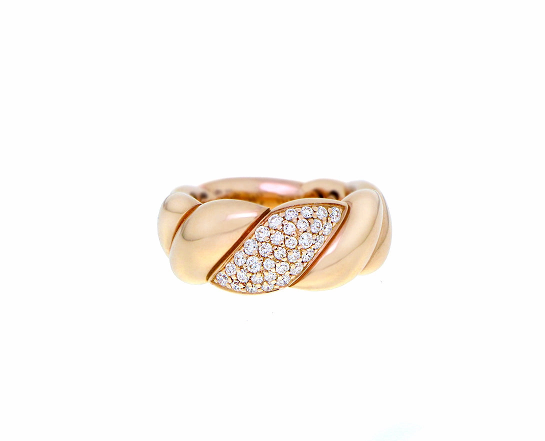Rose gold and diamond braided ring