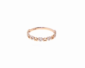 Rose gold and diamond open heart ring