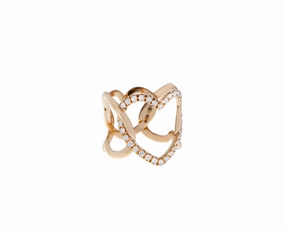 Rose gold and diamond open hearts ring