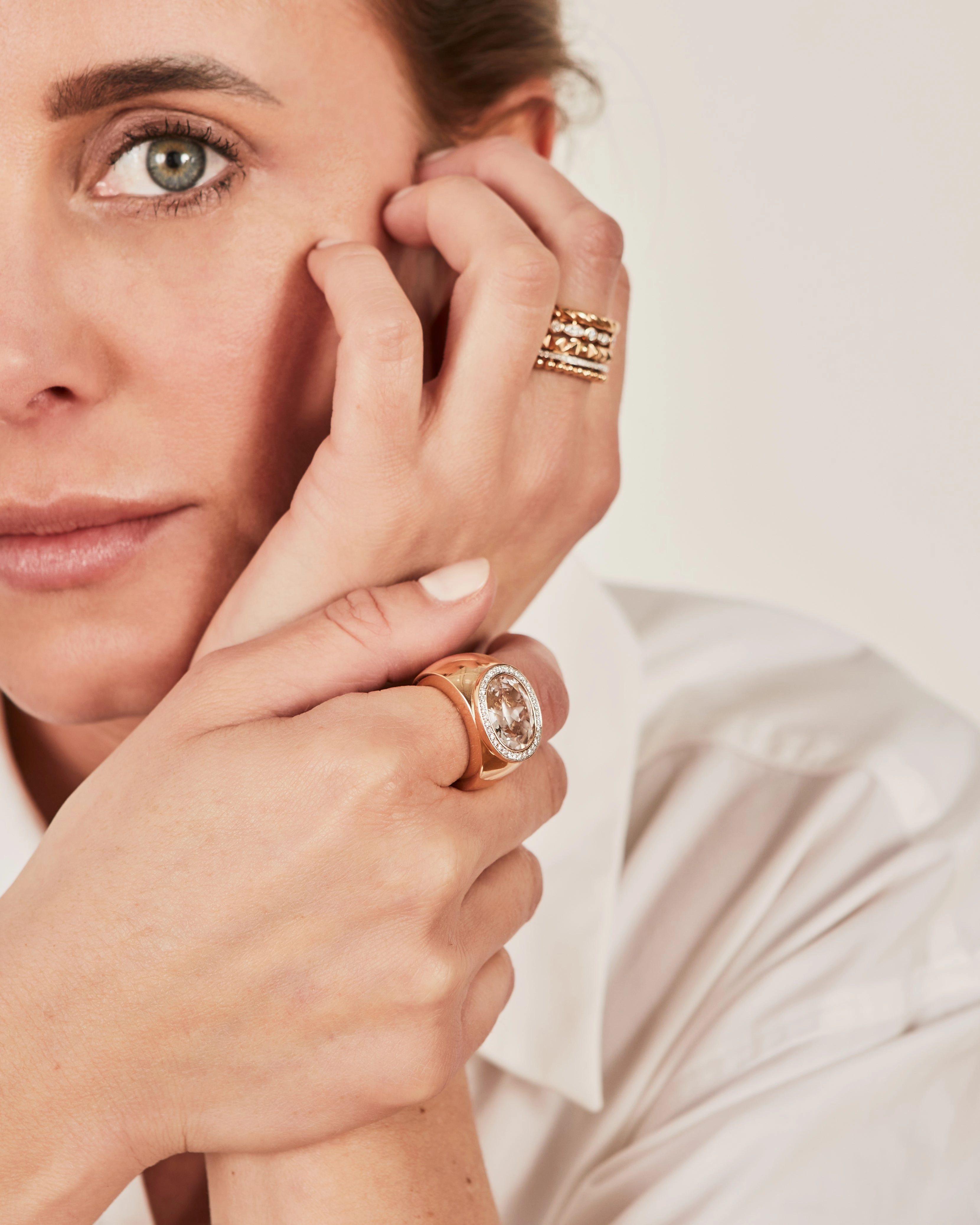 Rose gold and diamond ring