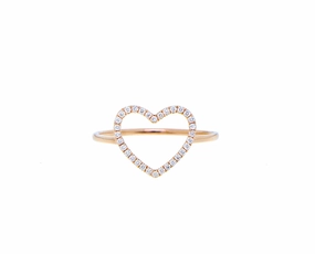 Rose gold and diamond rings with a big or small heart