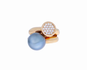 Rose gold diamond and tahiti pearl ring