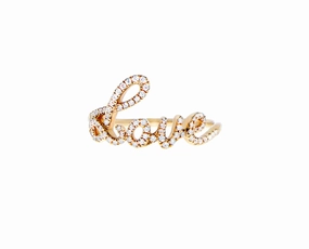 Rose gold LOVE ring with diamonds