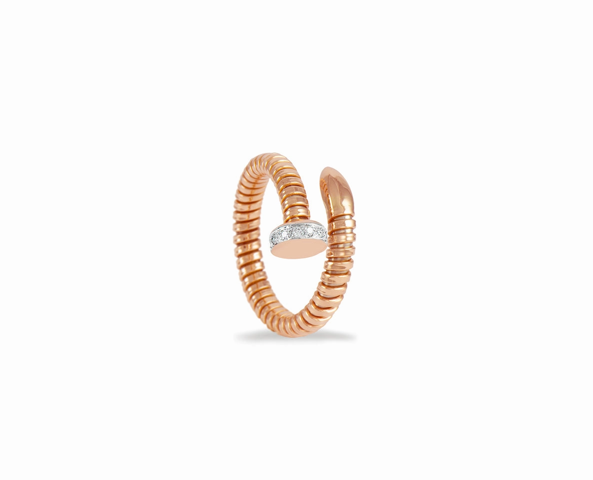 Rose gold nail ring with diamonds