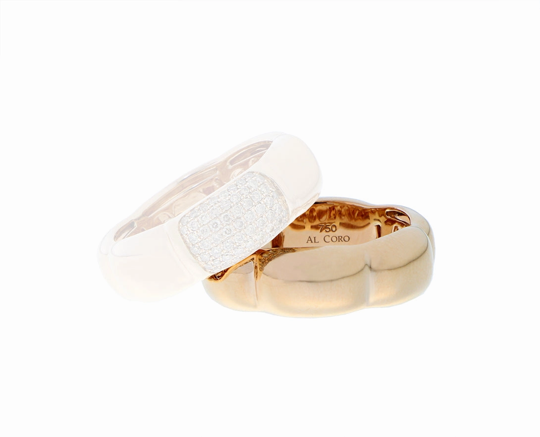 Rose gold ring and rose gold and brown diamond ring
