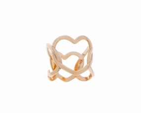 Rose gold ring of open hearts