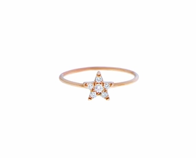 Rose gold ring with a diamond star